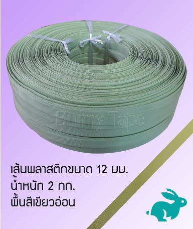 เส้นพลาสติกสานสีพื้นเขียวอ่อน ขนาด 12 มม.