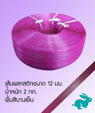 เส้นพลาสติกสานสีพื้้นบานเย็น ขนาด 12 มม. 